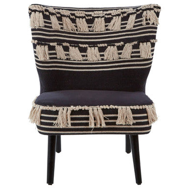 Orsina Cefena Black Moroccan Accent Chair – Patterned Fabric Seating