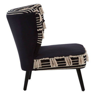 Orsina Cefena Black Moroccan Accent Chair – Patterned Fabric Seating