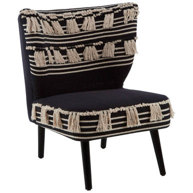 Orsina Cefena Black Moroccan Accent Chair – Patterned Fabric Seating