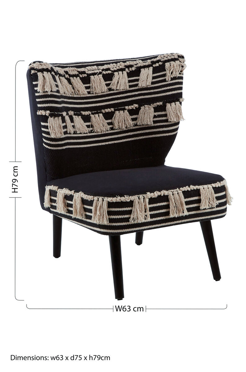 Orsina Cefena Black Moroccan Accent Chair – Patterned Fabric Seating