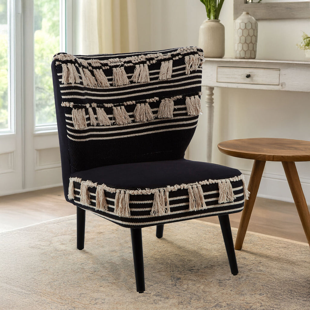 Orsina Cefena Black Moroccan Accent Chair – Patterned Fabric Seating