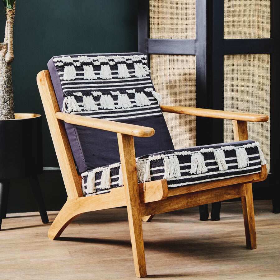 Orsina Cefena Textured Lounge Chair – Woven Boho Accent Armchair