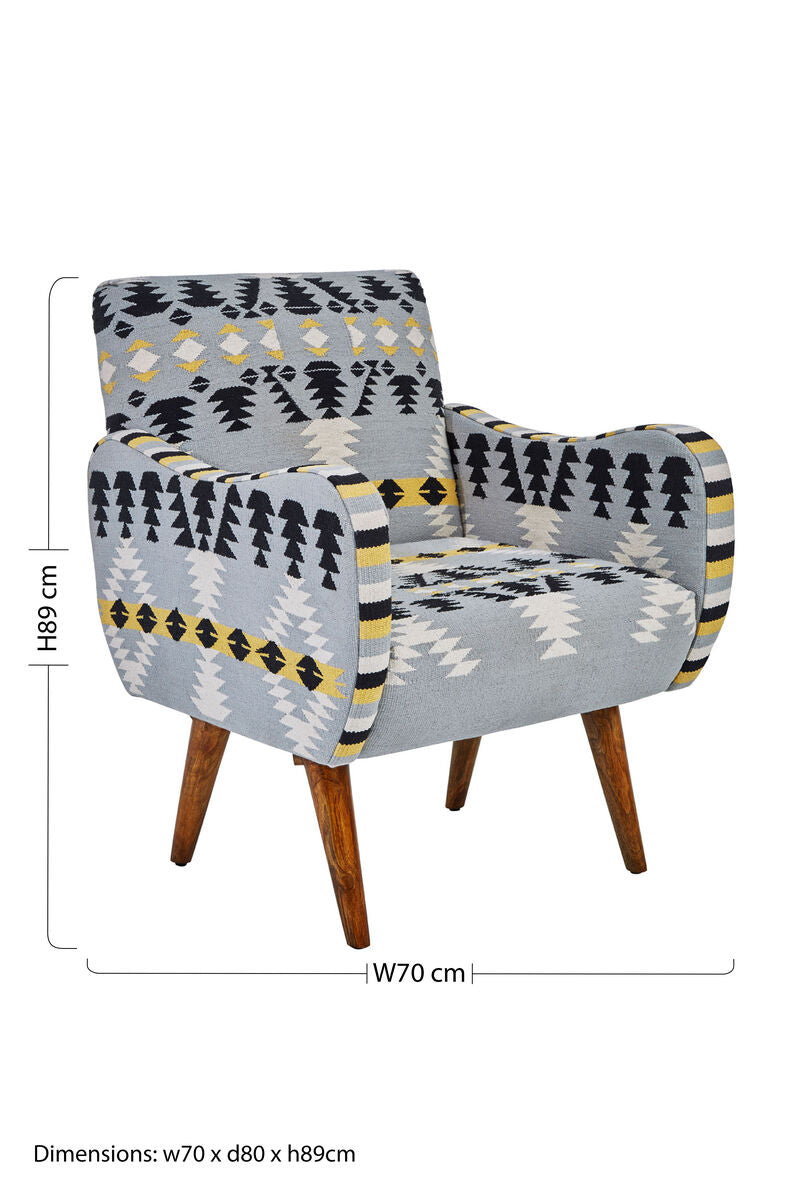 Orsina Cefena Kilim Style Armchair – Geometric Patterned Accent Chair