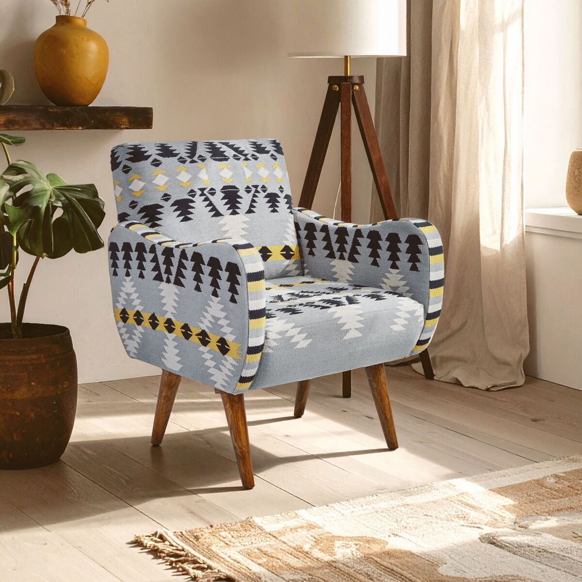 Orsina Cefena Kilim Style Armchair – Geometric Patterned Accent Chair