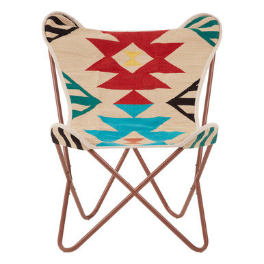 Orsina Cefena Multicolour Butterfly Chair – Kilim Cotton & Iron