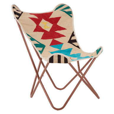 Orsina Cefena Multicolour Butterfly Chair – Kilim Cotton & Iron