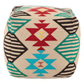 Orsina Cefena Multicolour Pouffe – Textured Woven Square Ottoman