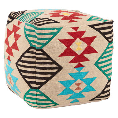 Orsina Cefena Multicolour Pouffe – Textured Woven Square Ottoman