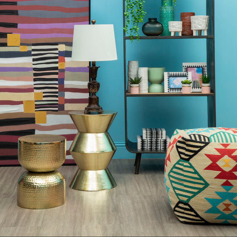 Orsina Cefena Multicolour Pouffe – Textured Woven Square Ottoman