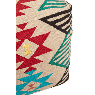 Orsina Cefena Multicolour Pouffe – Textured Woven Square Ottoman