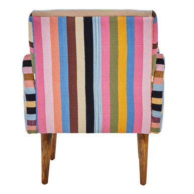 Orsina Cefena Multicoloured Fabric Accent Chair with Mango Wood Legs
