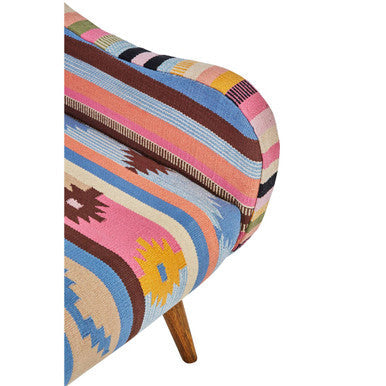 Orsina Cefena Multicoloured Fabric Accent Chair with Mango Wood Legs