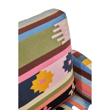 Orsina Cefena Multicoloured Fabric Accent Chair with Mango Wood Legs