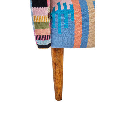 Orsina Cefena Multicoloured Fabric Accent Chair with Mango Wood Legs
