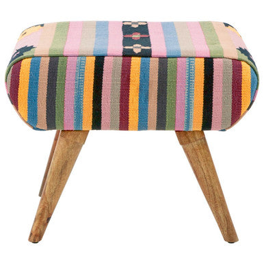 Orsina Cefena Multicolour Tribal Footstool – Mango Wood & Cotton