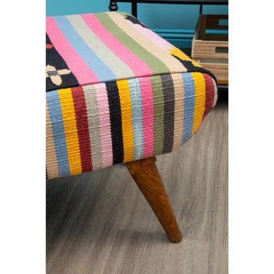 Orsina Cefena Multicolour Tribal Footstool – Mango Wood & Cotton