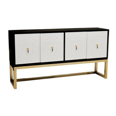Orsina Dumas Modern Sideboard – Black and White 4-Door Storage Cabinet