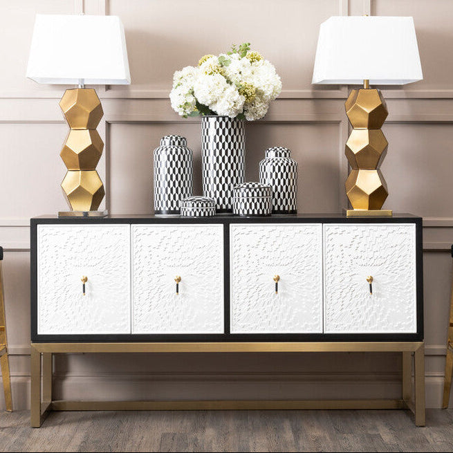 Orsina Dumas Modern Sideboard – Black and White 4-Door Storage Cabinet