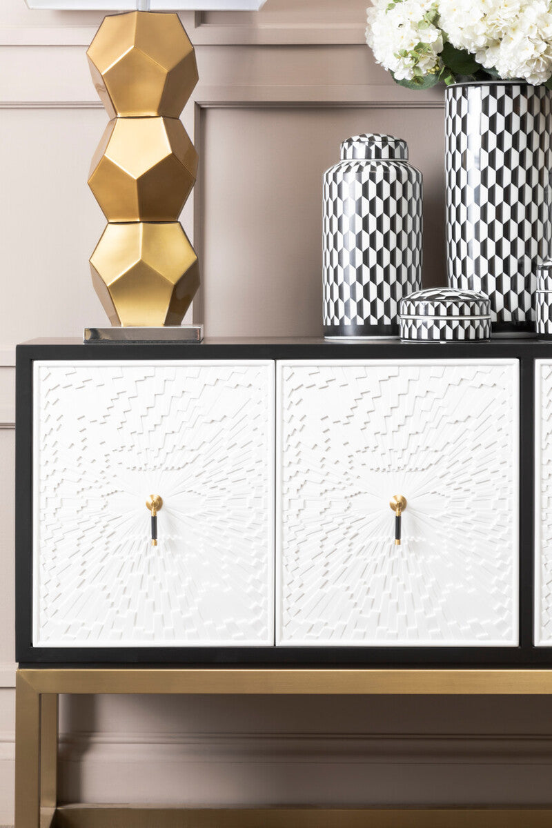 Orsina Dumas Modern Sideboard – Black and White 4-Door Storage Cabinet