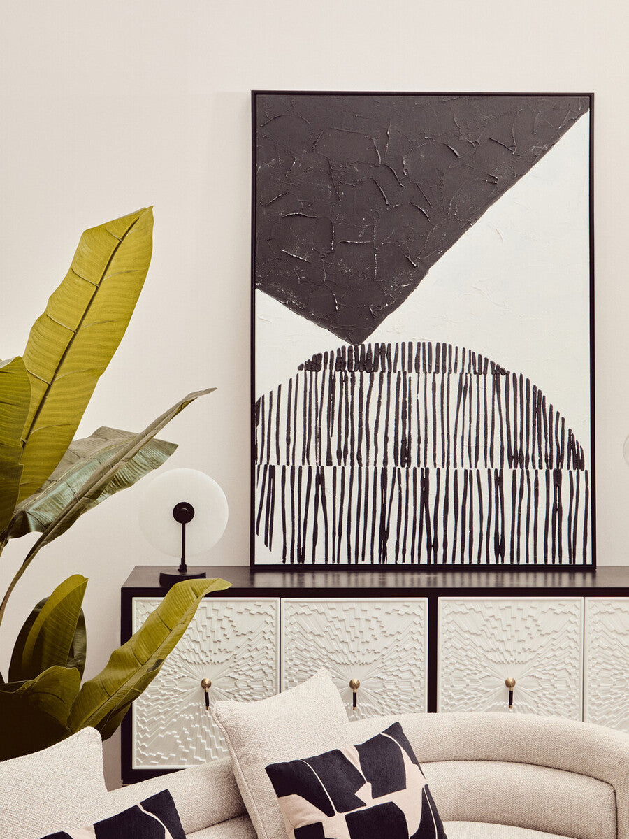 Orsina Dumas Modern Sideboard – Black and White 4-Door Storage Cabinet