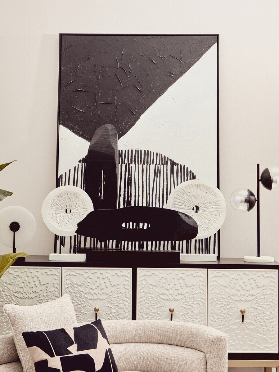 Orsina Dumas Modern Sideboard – Black and White 4-Door Storage Cabinet