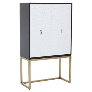 Orsina Dumas Two Door Accent Cabinet | Black & White with Gold Base