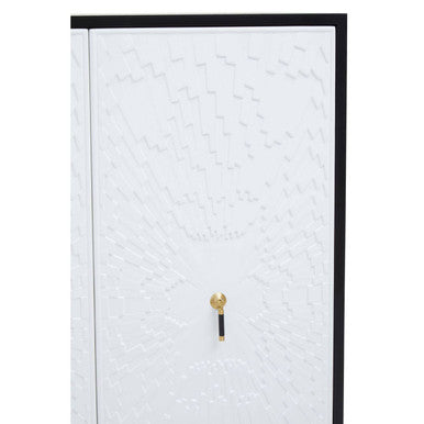 Orsina Dumas Two Door Accent Cabinet | Black & White with Gold Base