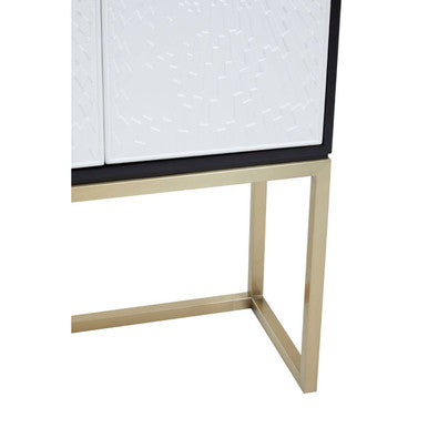 Orsina Dumas Two Door Accent Cabinet | Black & White with Gold Base