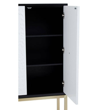 Orsina Dumas Two Door Accent Cabinet | Black & White with Gold Base