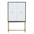 Orsina Dumas Two Door Accent Cabinet | Black & White with Gold Base