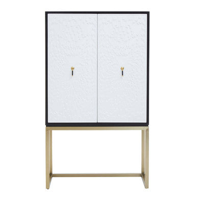 Orsina Dumas Two Door Accent Cabinet | Black & White with Gold Base