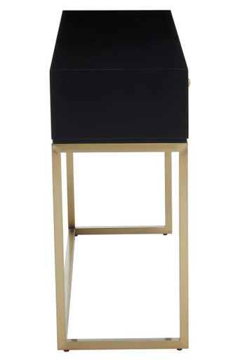 Orsina Dumas Black and White 2-Drawer Console Table with Gold Base
