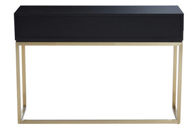 Orsina Dumas Black and White 2-Drawer Console Table with Gold Base