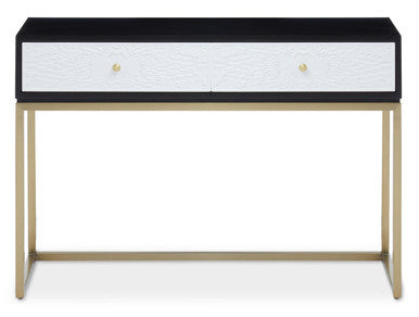 Orsina Dumas Black and White 2-Drawer Console Table with Gold Base