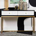Orsina Dumas Black and White 2-Drawer Console Table with Gold Base
