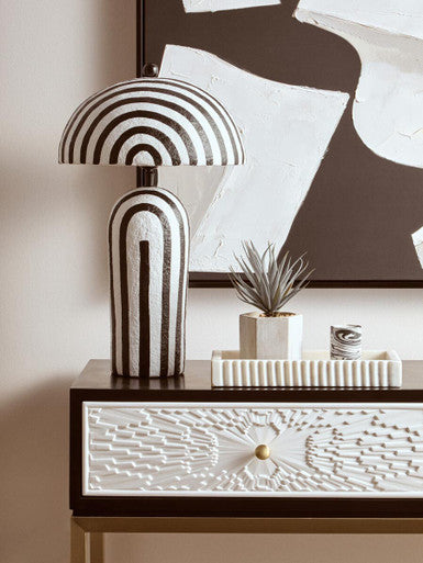 Orsina Dumas Black and White 2-Drawer Console Table with Gold Base