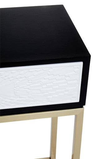 Orsina Dumas Black and White 2-Drawer Console Table with Gold Base