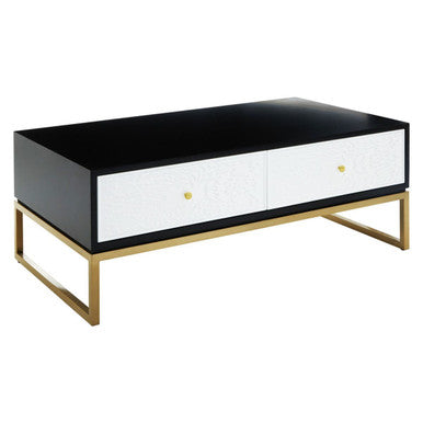 Orsina Dumas Coffee Table – 4 Drawer Monochrome & Gold Metallic