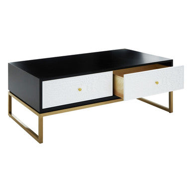 Orsina Dumas Coffee Table – 4 Drawer Monochrome & Gold Metallic