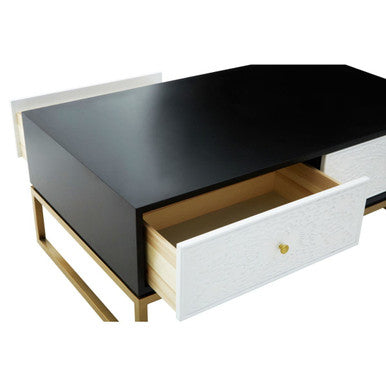 Orsina Dumas Coffee Table – 4 Drawer Monochrome & Gold Metallic