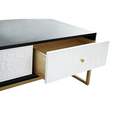 Orsina Dumas Coffee Table – 4 Drawer Monochrome & Gold Metallic