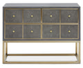 Orsina Deskey Grey Shagreen 4-Drawer Console Table | Gold Finish