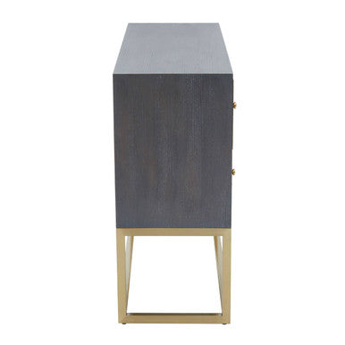 Orsina Deskey Grey Shagreen 4-Drawer Console Table | Gold Finish
