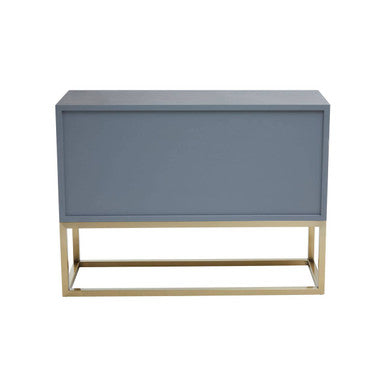 Orsina Deskey Grey Shagreen 4-Drawer Console Table | Gold Finish
