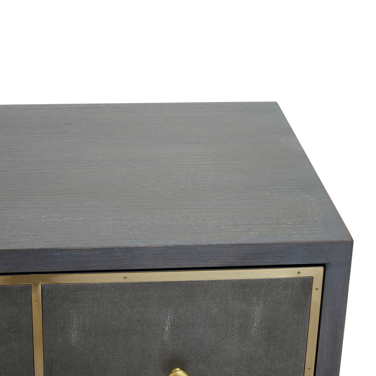 Orsina Deskey Grey Shagreen 4-Drawer Console Table | Gold Finish