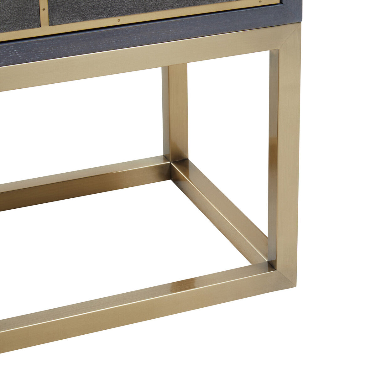 Orsina Deskey Grey Shagreen 4-Drawer Console Table | Gold Finish