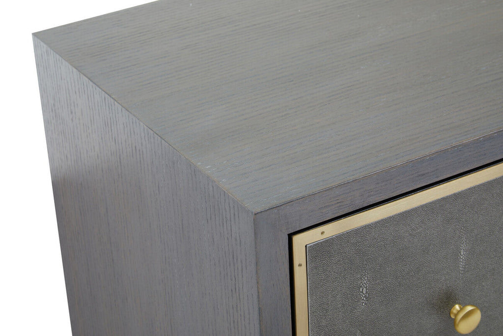Orsina Deskey Grey Shagreen 4-Drawer Console Table | Gold Finish
