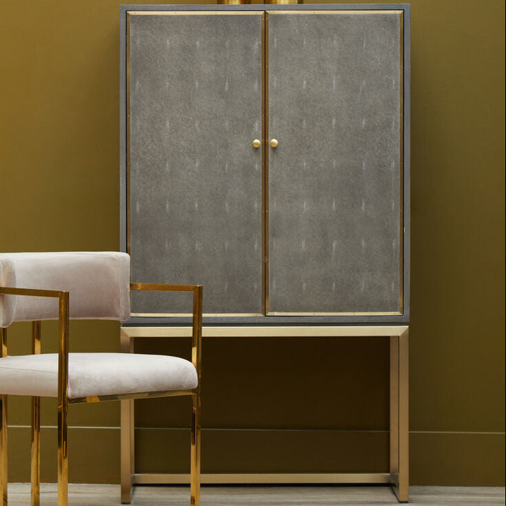Orsina Deskey Shagreen Effect Cabinet | Grey & Champagne Sideboard