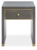 Orsina Grey Shagreen Side Table – Gold Base 1-Drawer Nightstand
