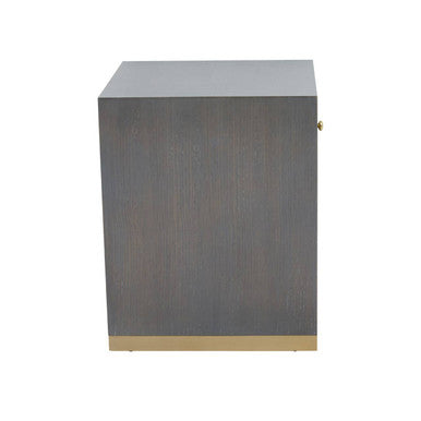 Orsina Grey Shagreen Side Table – Gold Base 1-Drawer Nightstand